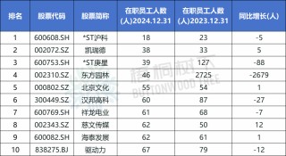 A股公司员工人数排名，比亚迪最多，96.89万人，最少仅18人