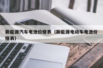 新能源汽车电池价格表（新能源电动车电池价格表）