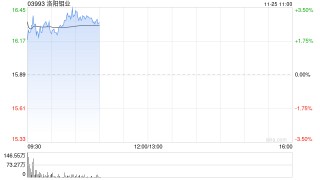 港股有色金属股集体高开，洛阳钼业涨近5%