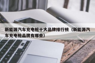 新能源汽车充电桩十大品牌排行榜（新能源汽车充电桩品牌有哪些）