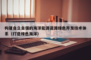 构建自立自强的海洋能源资源绿色开发技术体系（打造绿色海洋）
