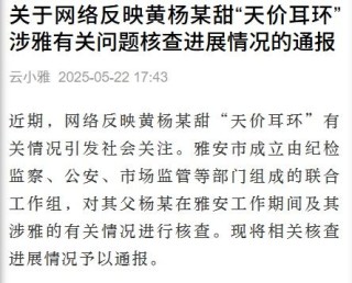 黄杨某甜父亲被立案调查！官方通报“天价耳环”有关情况