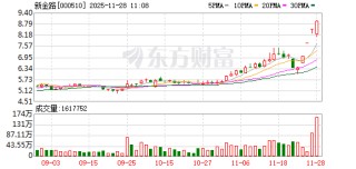 新金路成交额创2025年5月28日以来新高