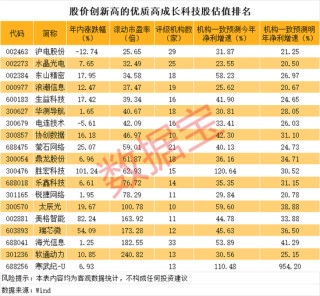 创历史新高的优质高成长科技股曝光，19股上榜！