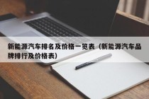 新能源汽车排名及价格一览表（新能源汽车品牌排行及价格表）