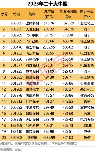 2025年A股“燃爆了”！创近6年最大涨幅，540股股价翻倍！融资客年度“采购清单”出炉