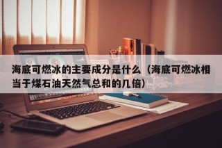 海底可燃冰的主要成分是什么（海底可燃冰相当于煤石油天然气总和的几倍）