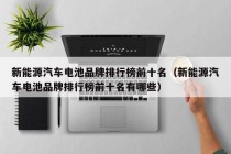 新能源汽车电池品牌排行榜前十名（新能源汽车电池品牌排行榜前十名有哪些）
