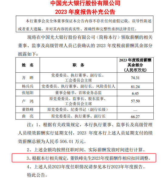 银行高管纷纷补发2023年工资 平安银行一副行长最多补了270万  第4张