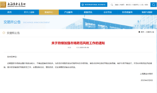 上海黄金交易所：持续加强市场防范风险工作  第1张