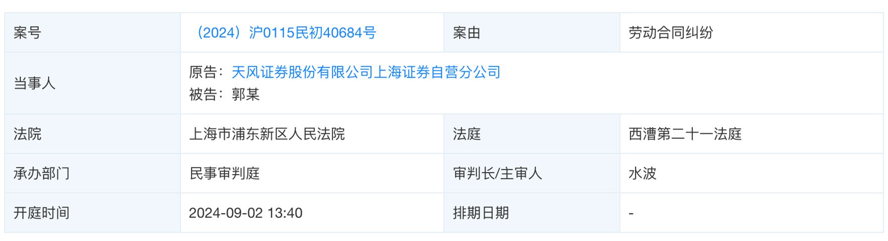 天风证券“多事之冬”:半个月前被立案调查,如今又陷高管劳动纠纷 第2张 天风证券“多事之冬”:半个月前被立案调查,如今又陷高管劳动纠纷 第2张