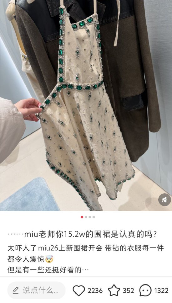 Miu Miu再推高价争议单品，镶钻“围裙”售价超15万元 | 贵圈  第1张